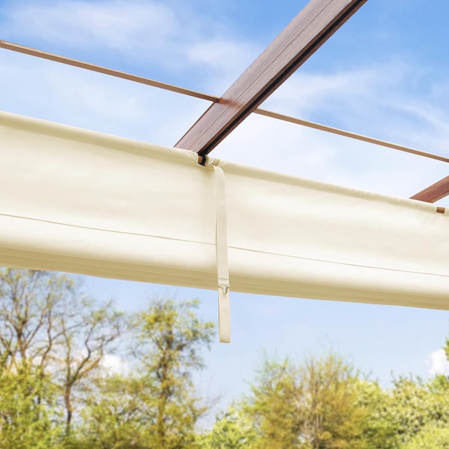 PRIMEYARD - pergola toit rétractable - 3x3 m - acier aspect bois