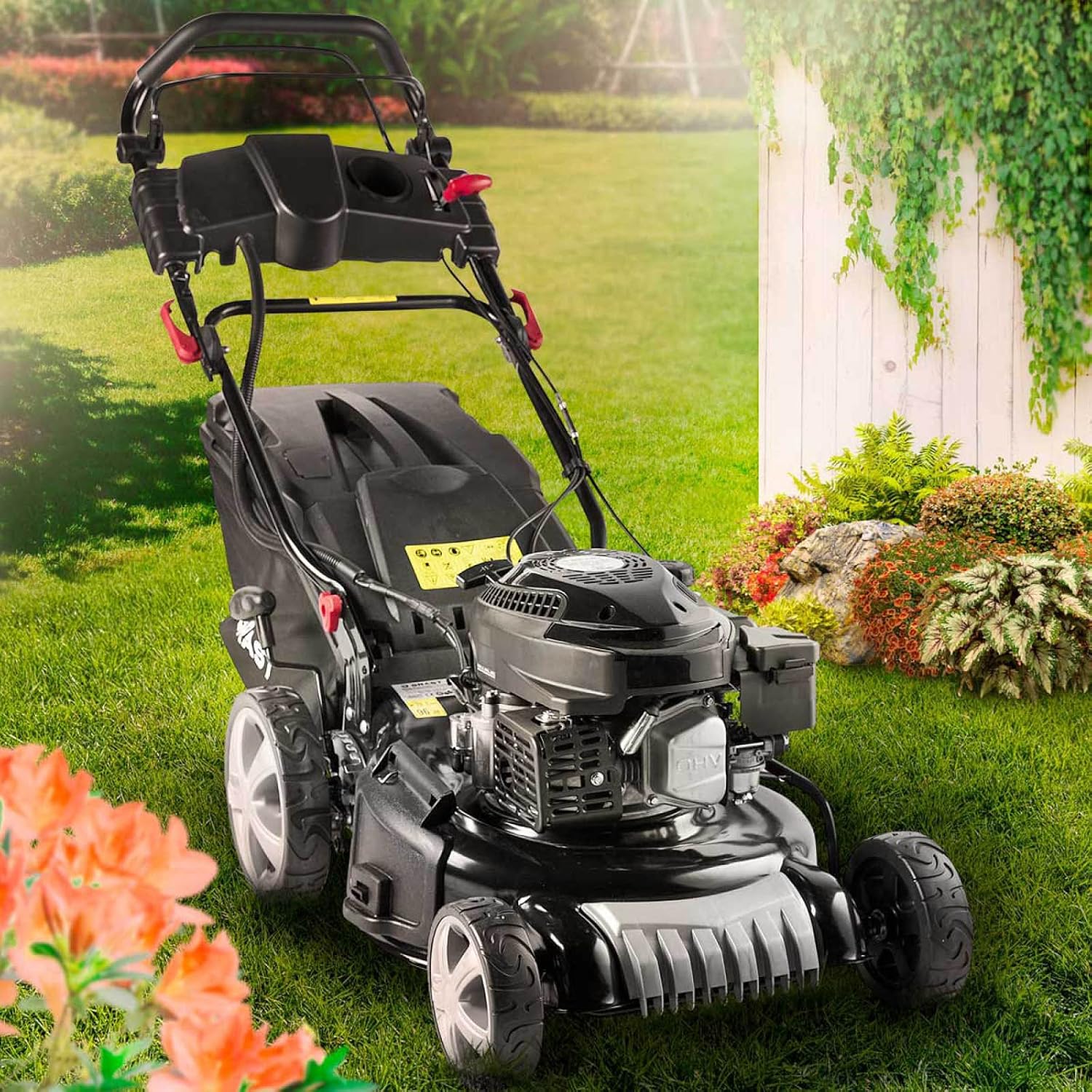 BRAST - Tondeuse thermique ESTART - 46cm, 170cc, tractée, 4en1, démarrage électrique