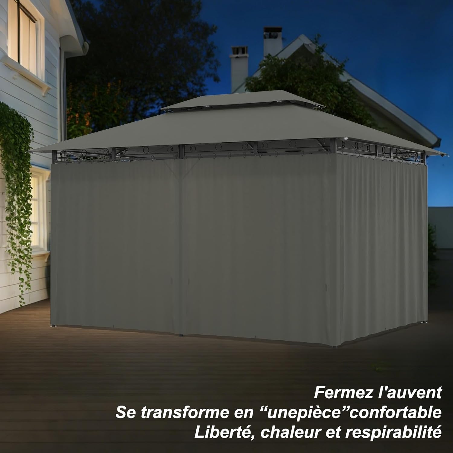 Devoko - tonnelle deluxe 3x4m jardin imperméable cadre métal 6-8 pers