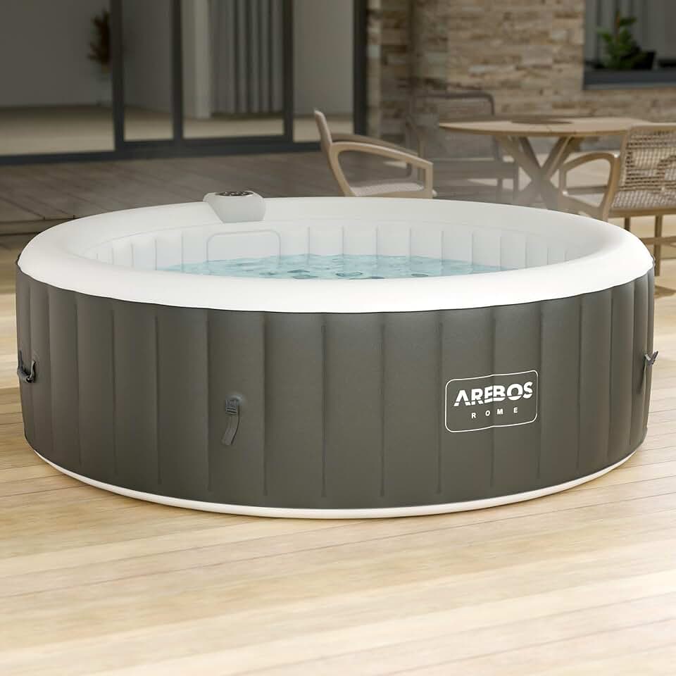Arebos - spa gonflable rond 208 cm - 6 pers, 130 jets, 1000L, chauffage