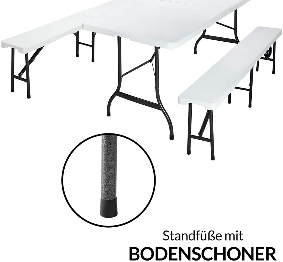 CASARIA - Ensemble table pliante, 180 cm, 2 bancs, 8 pers. terrasse
