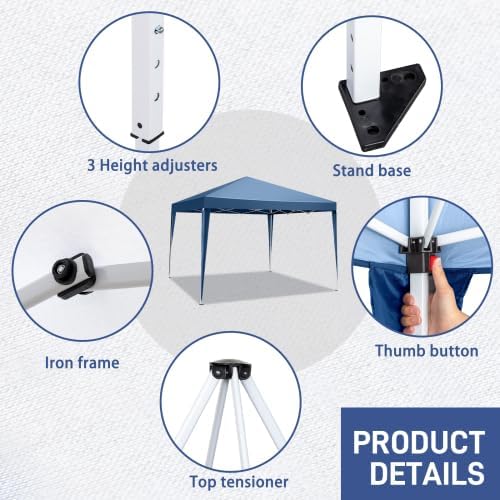 Bonnlo - Tonnelle de Jardin Pliante 3x3 - Imperméable, tente pop-up, sac de transport, auvent - Bleu - BONNLT3103