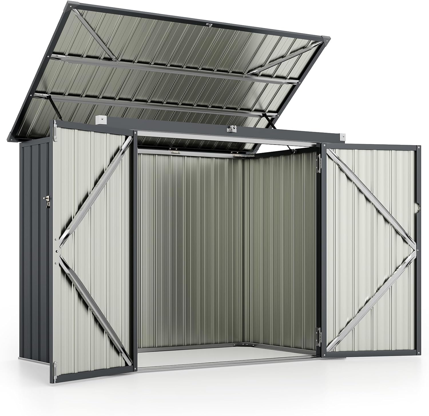 COSTWAY - Abri de Jardin métal - 1,5 m² - 2 portes, toit ouvrant, verrouillable, étanche