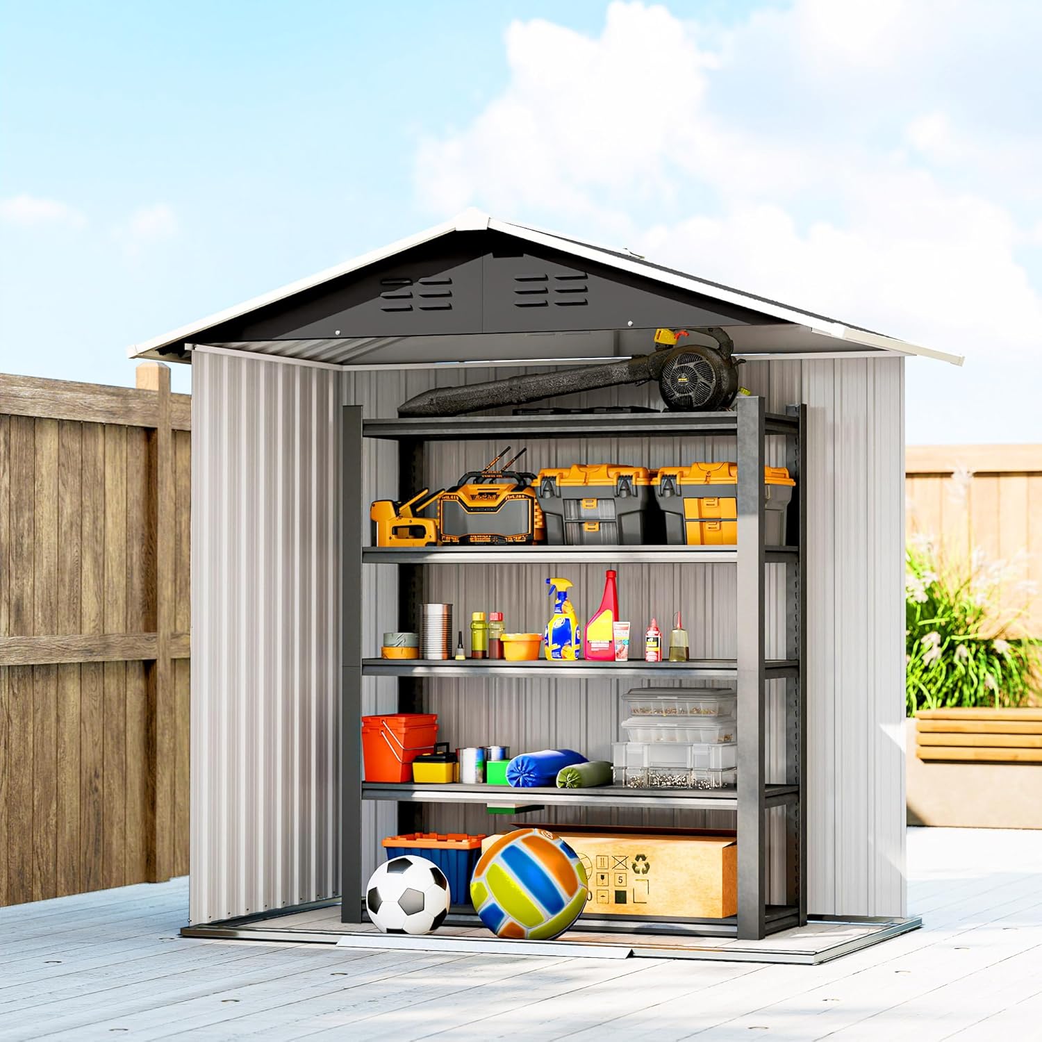 Outsunny - abri de jardin métal 1,8 m² - 194x107x191 cm, portes coulissantes, 4 aérations