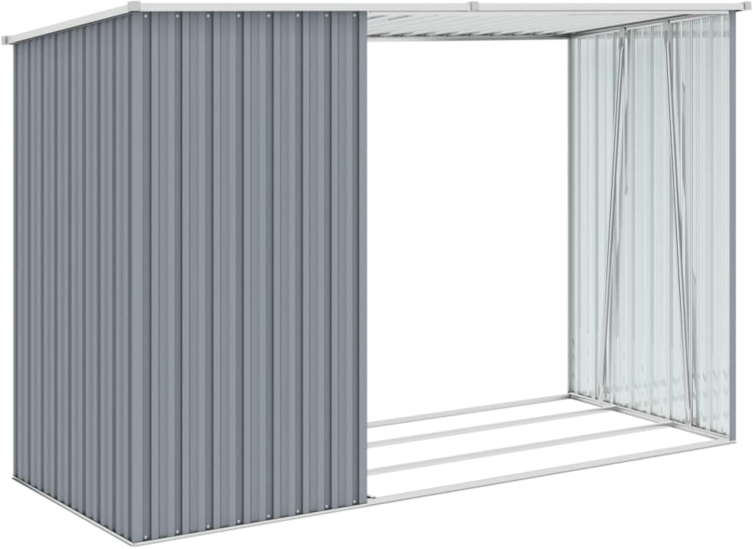 Festnight - Abri de jardin 2 en 1 - étagère métal/gris - rangement bûches