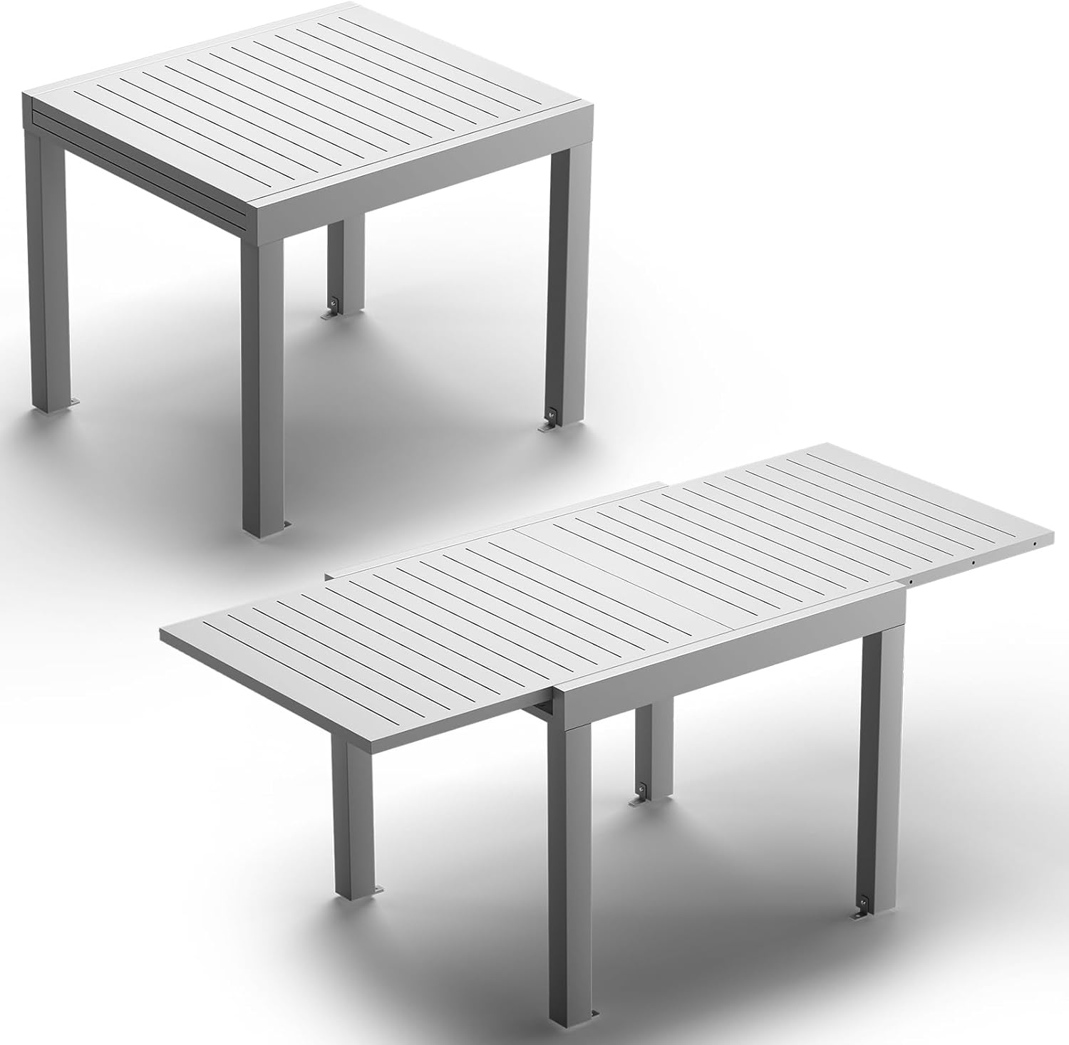 JUMMICO - Table extensible 163x80 cm - aluminium antirouille, 6-10 pers, résistante intempéries