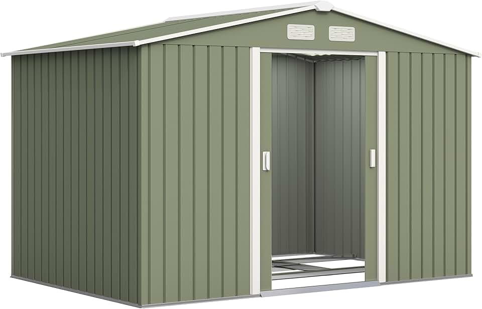 Outsunny - abri de jardin XXL - 277x195x192 cm - acier, portes coulissantes, 4 aérations, fondation