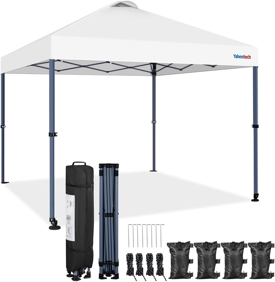 Yaheetech - tonnelle pop-up 3x3m, UV 50+, transport, blanc
