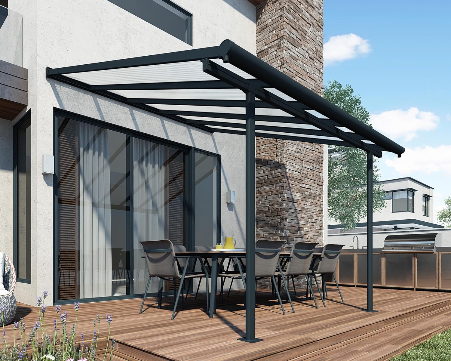 Canopia by Palram - Pergola Sierra - 3x3,05m - aluminium & polycarbonate, moderne et élégante