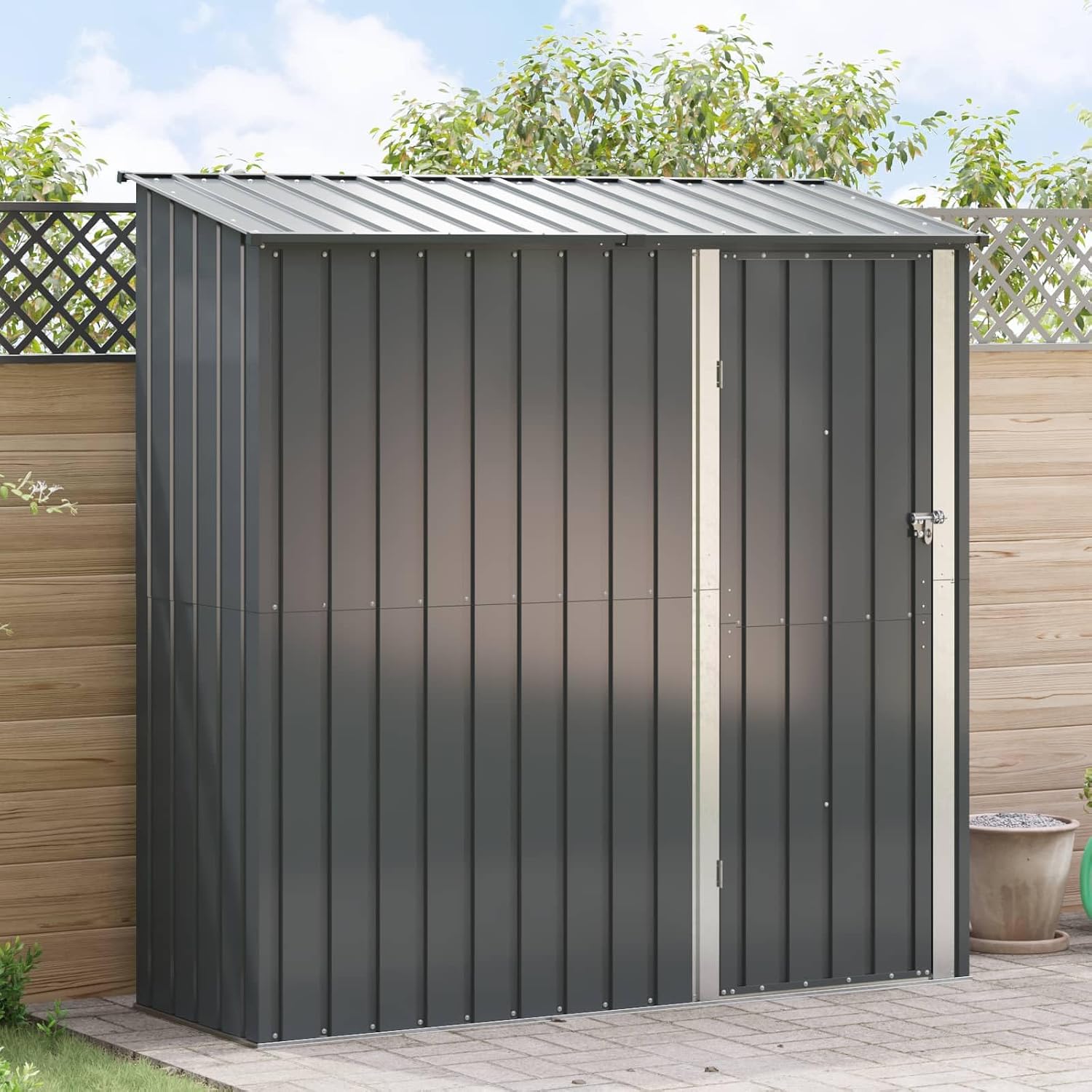 vidaXL Cabanons de Jardin Anthracite 203,5 x 73 x 200 cm Métал, Abri de Jardin et terrasse, Rangement Moderne, résistant aux intempéries, Durable, Design rectangulaire, Espace Ample