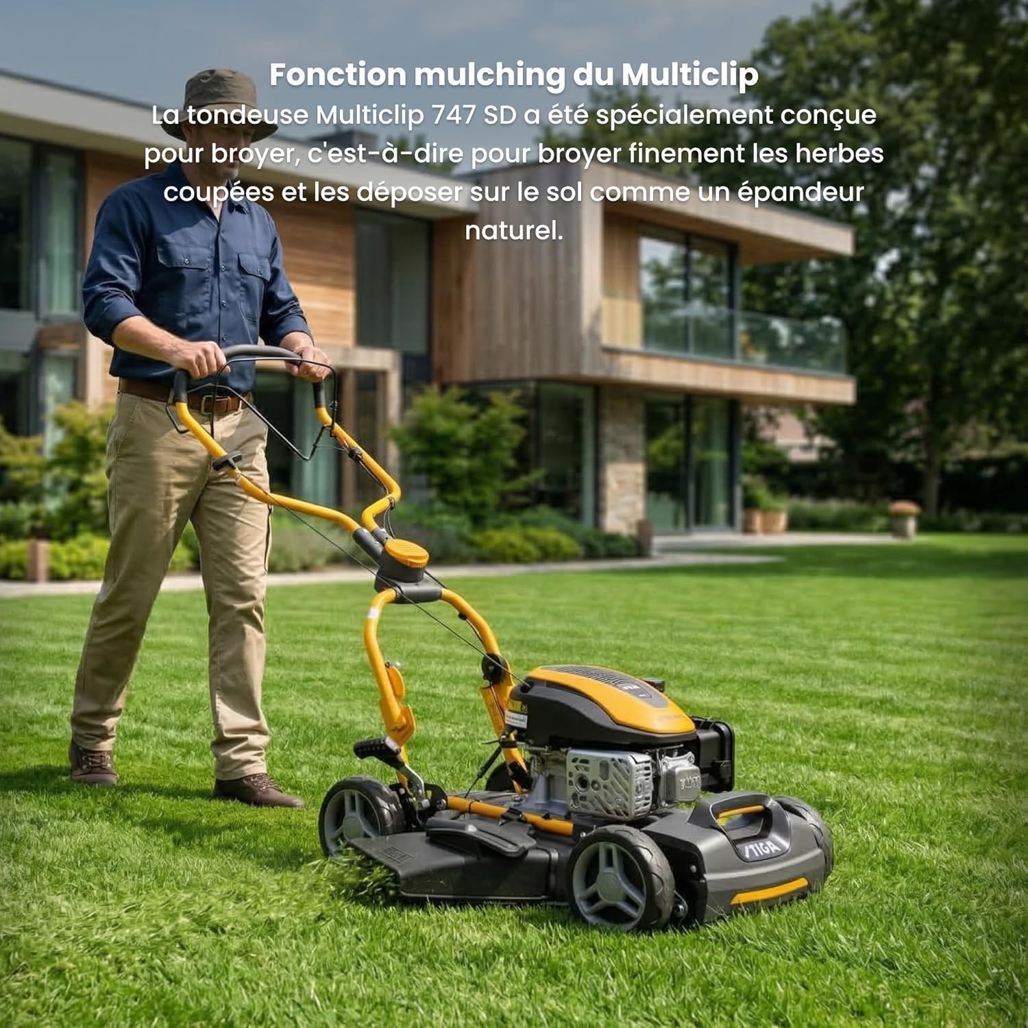 STIGA - Multiclip 747 SD - 45 cm - 139 CC, mulching intégré, guidon Fulcrum
