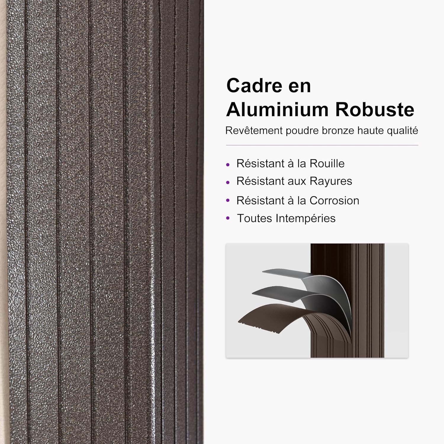 PURPLE LEAF - pergola double toit rigide 6x3,65m, aluminium, guirlande, rideaux