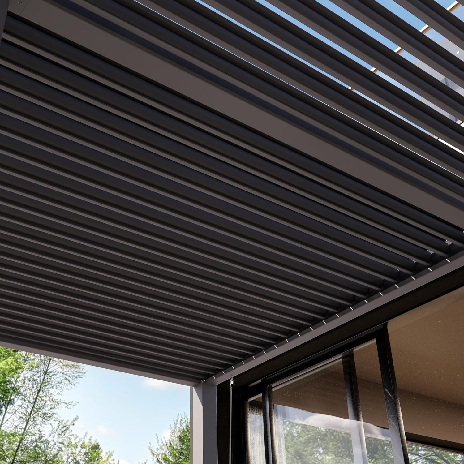 Primeyard - Pergola série aluminium - 3x6 m - lames orientables, poteaux alu, gris