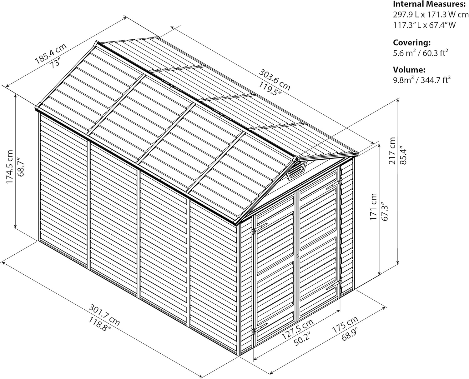 Canopia by Palram Abri de jardin en Kit Skylight 5.6m², Cadre en aluminium, panneaux en polycarbonate, Ambre