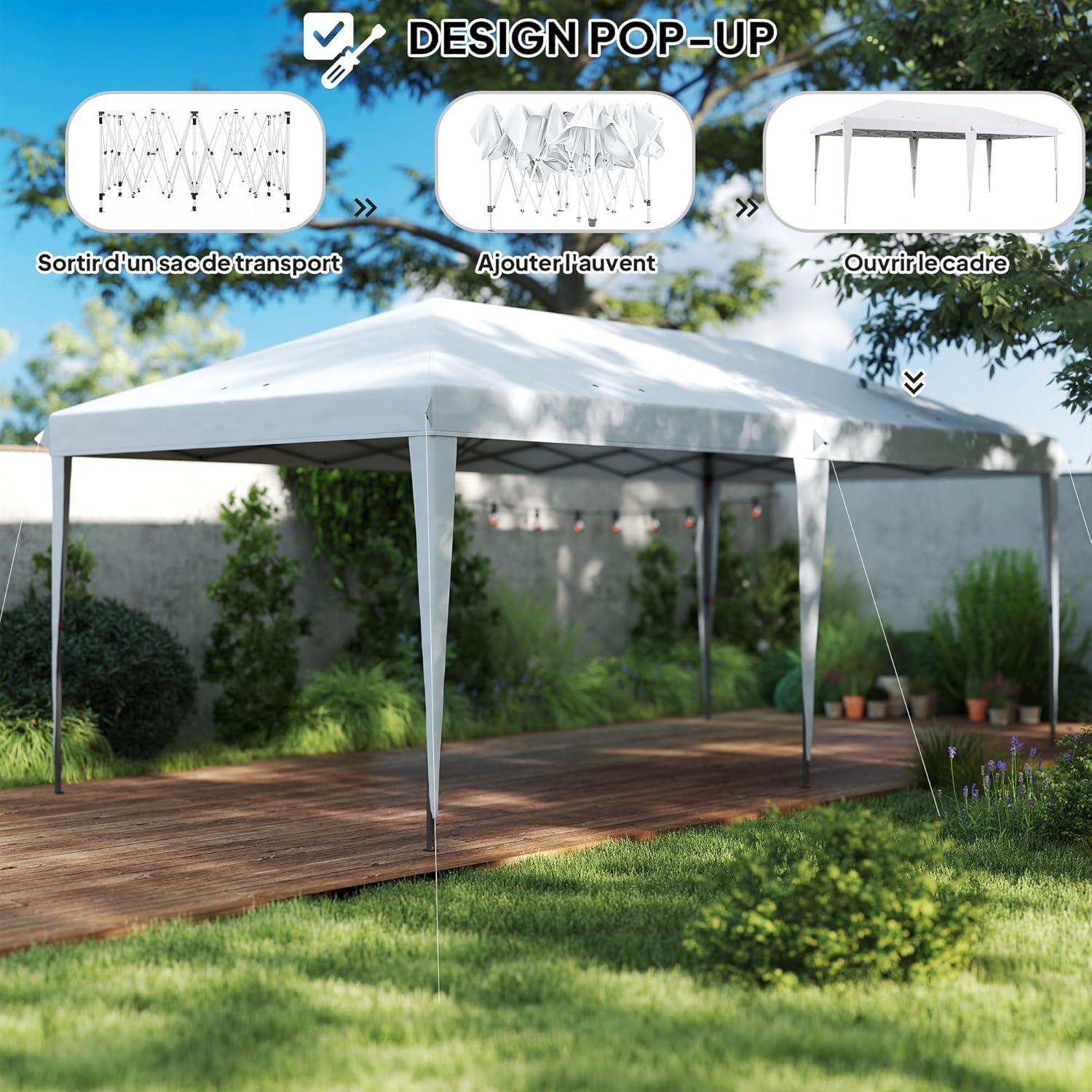 Outsunny - tonnelle pliante série Pop-up - 3x6m - acier époxy, tissu Oxford, sac inclus