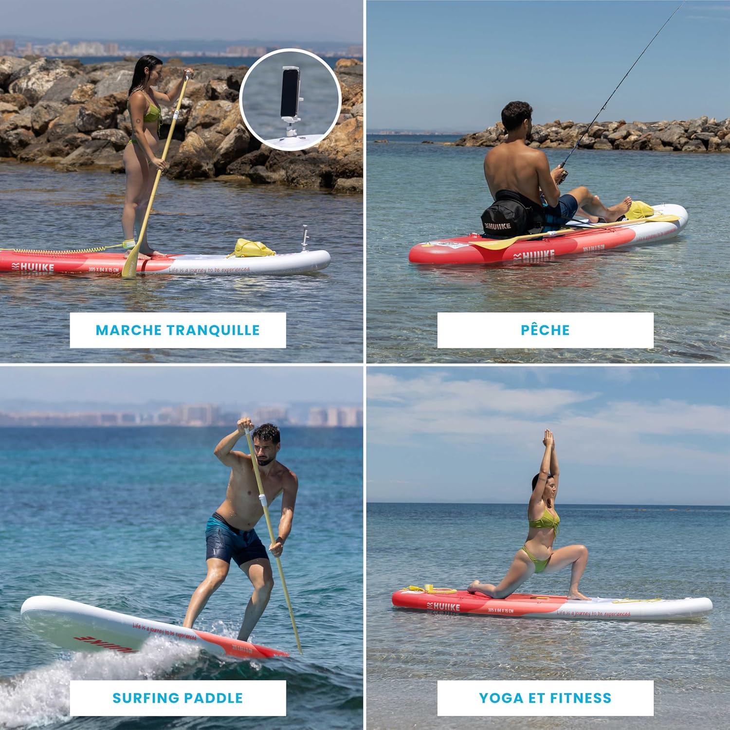 HUIIKE - paddle gonflable adulte - 305x84x15cm - grande stabilité, accessoires inclus