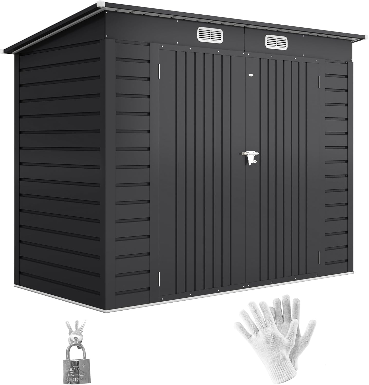 Outsunny - abri de jardin métal 3 m² - acier, portes verrouillables, aération, gants - 249x121x183 cm