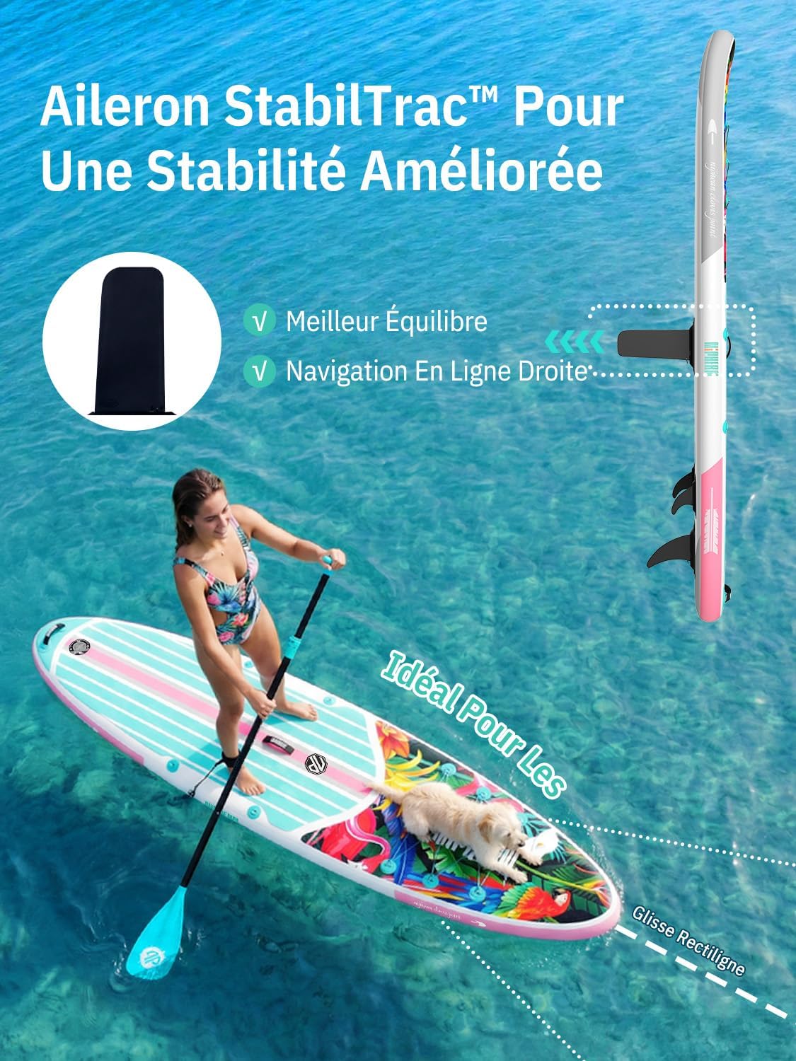 Niphean Paddle Gonflable Adulte avec Tous Les Accessoires, 320cm Planches de Stand Up Paddle Gonflables pour Tous Les Niveaux, Sup avec Capacité 200 kg pour 2 Personnes, Paddle Gonflable avec Siège