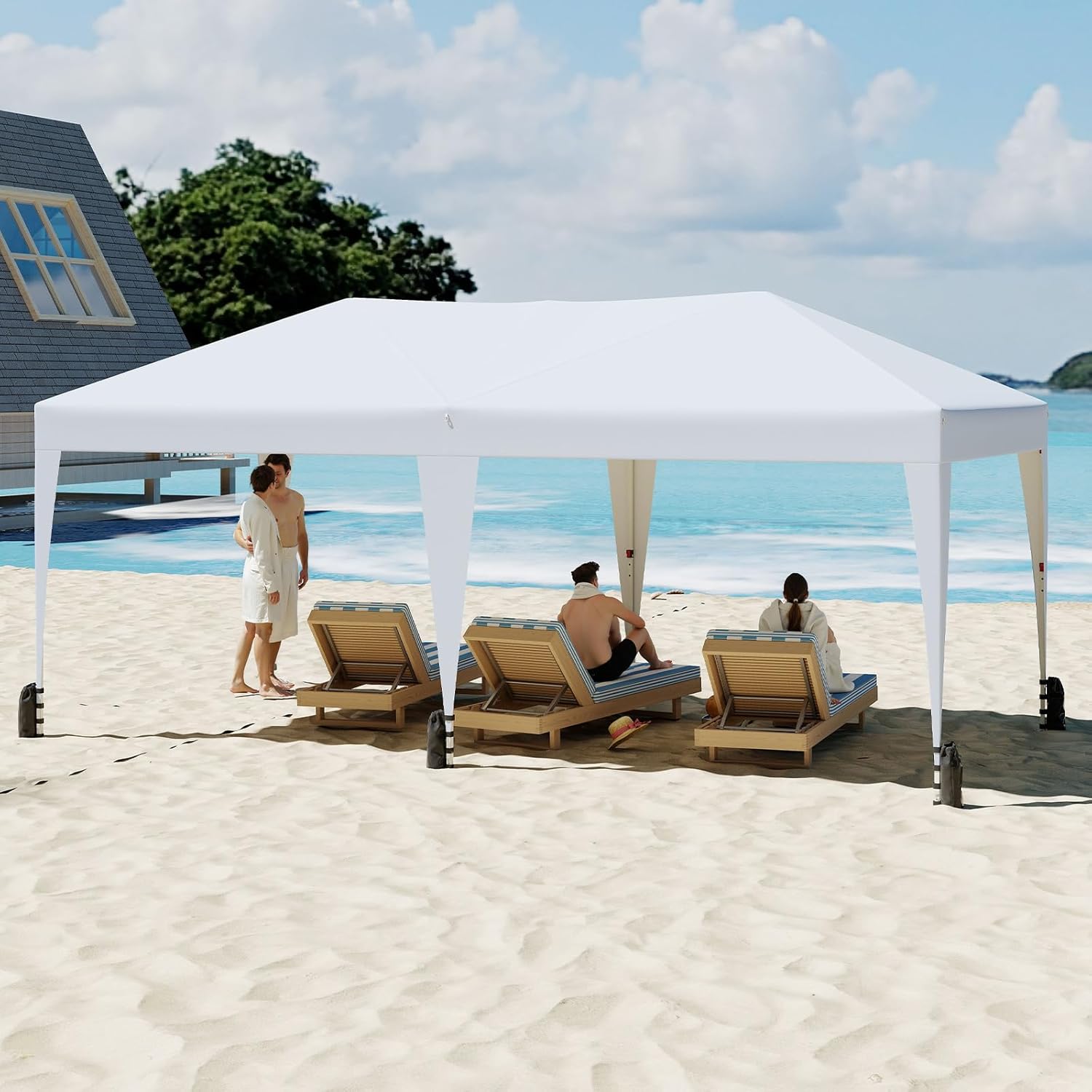 GOPLUS - Tonnelle pliante 3x6m - waterproof, protection UV, sac roulette