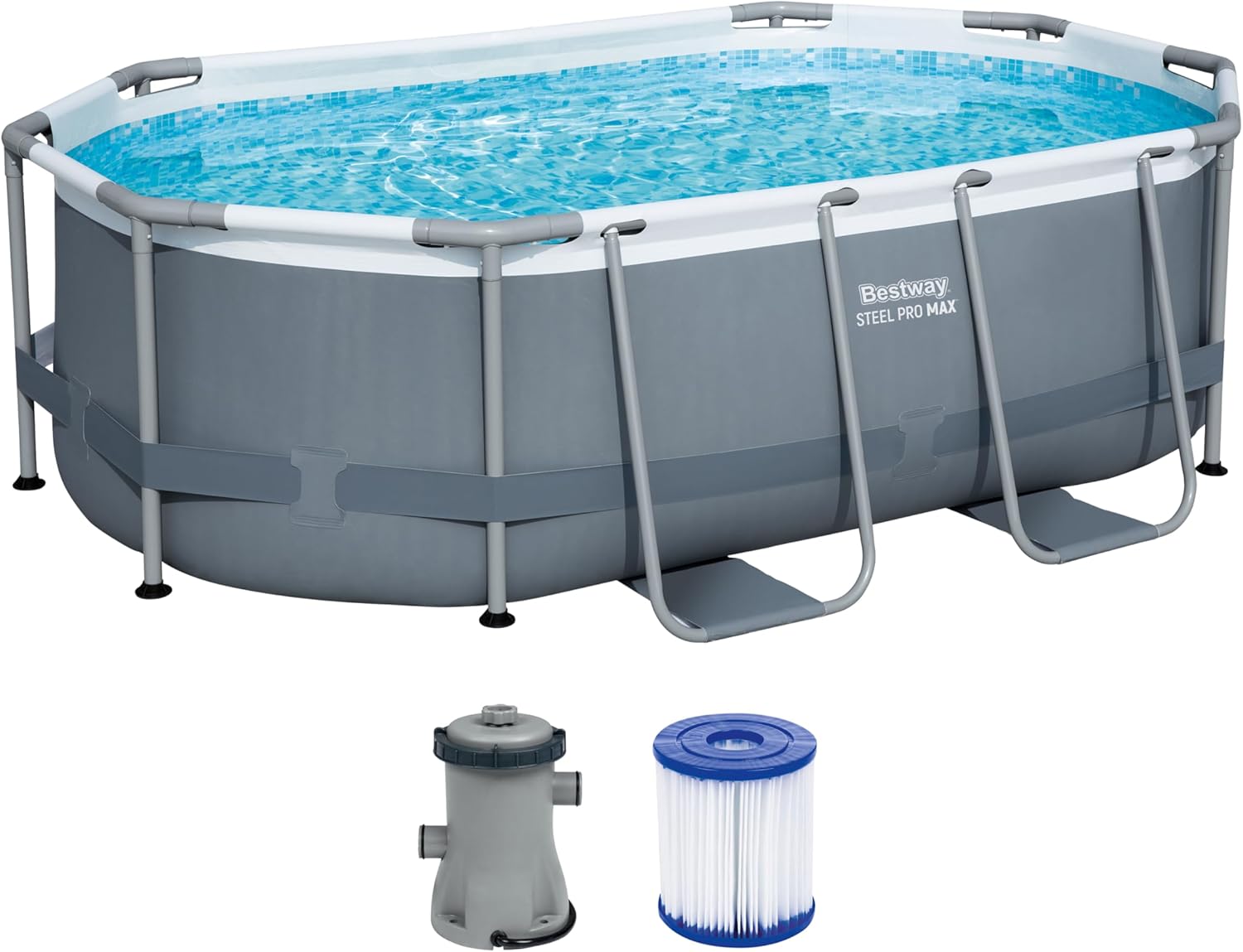 Bestway - Steel Pro Max piscine hors sol, 305x200x84cm, gris