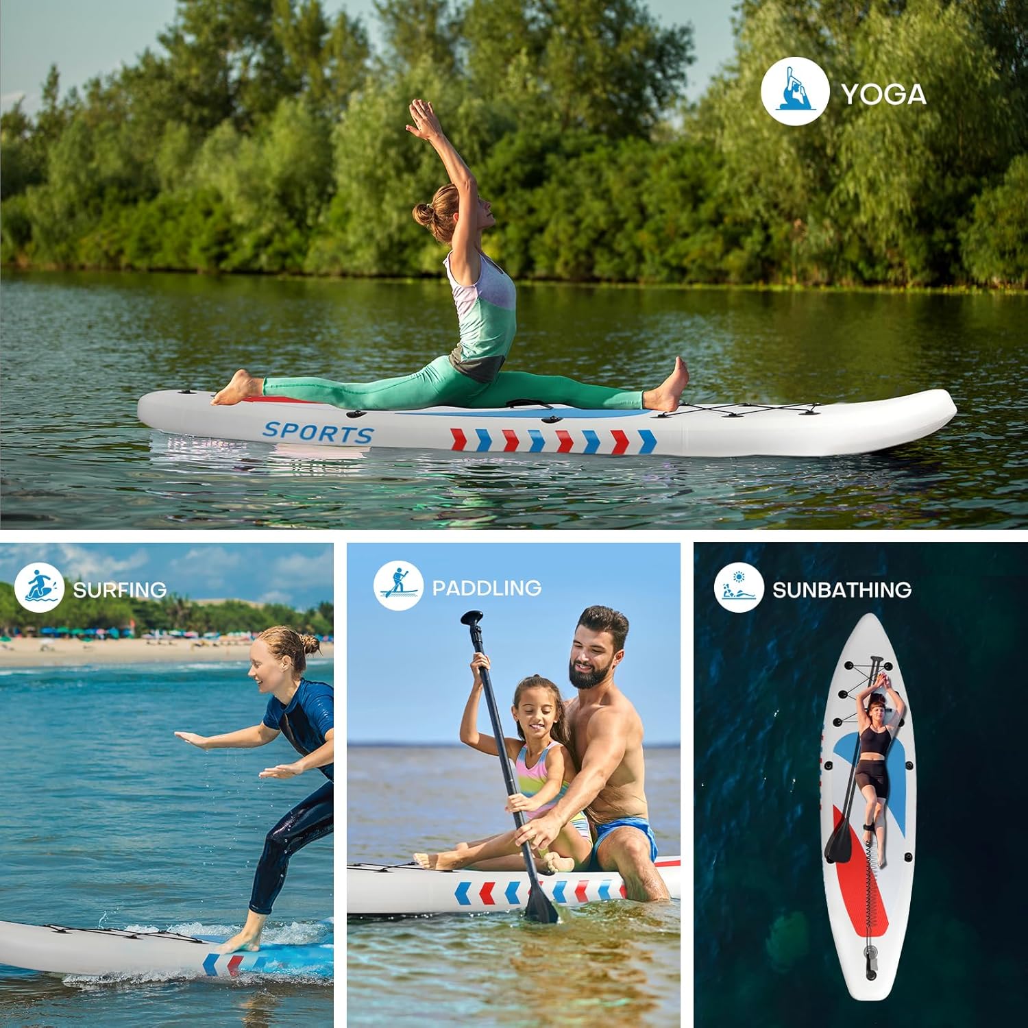 Panana - Stand Up Paddle gonflable, SUP léger, accessoires inclus, pont antidérapant, pagaie réglable - pour adultes et 