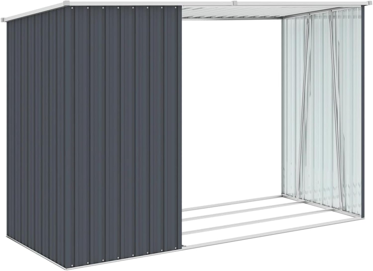 Gecheer - abri à bois jardin - 245x98x159 cm - acier galvanisé, grande capacité