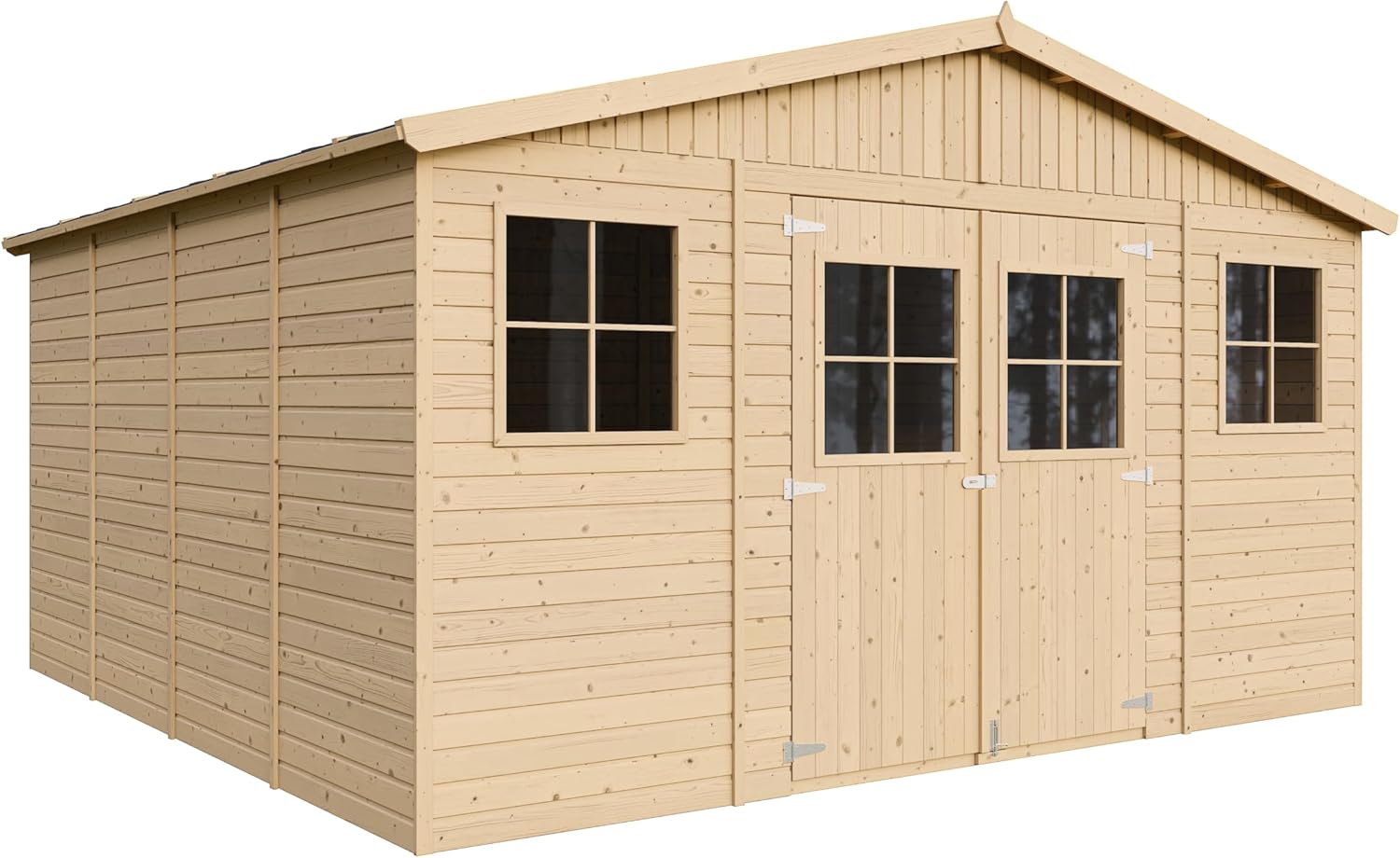 Timbela - abri de jardin bois 16m², fenêtres, 418x420x246cm - M330