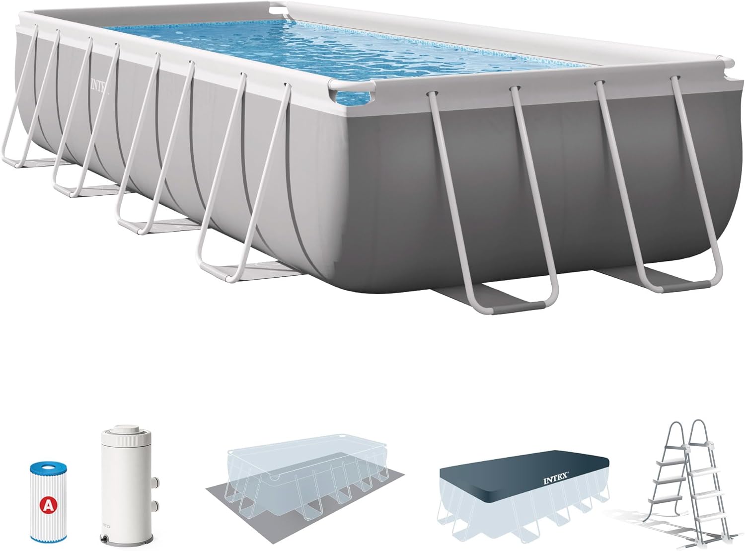 Intex kit Piscine Prism Frame rectangulaire Angulaire Tubulaire (l) 4,88 x (l) 2,44 x (h) 1,07m