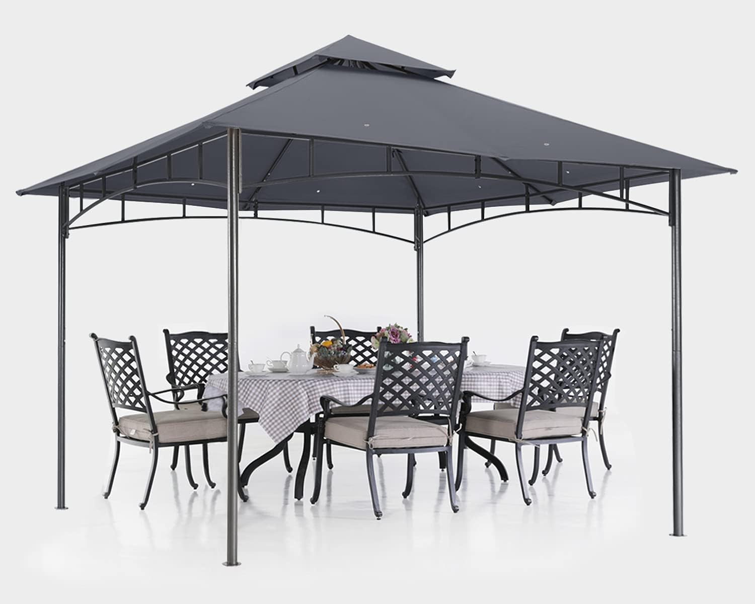 ABCCANOPY - Abri de jardin terrasse, 2,4x2,4m, cadre acier, gris