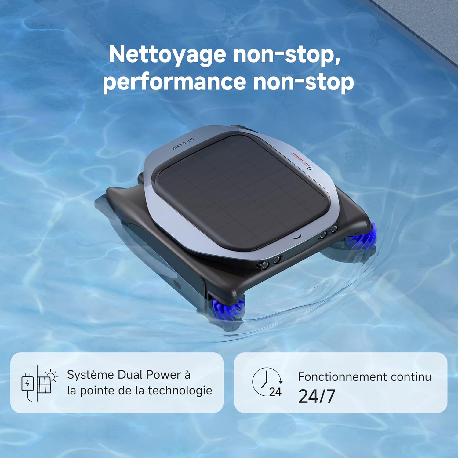 DREAME J1 Écumeur de Piscine robotisé, Technologie avancée PoolSense, Nettoyage Complet à 360°, Fonctionnement continu 24/7, Planification Intelligente de la trajectoire, Contrôle par Application