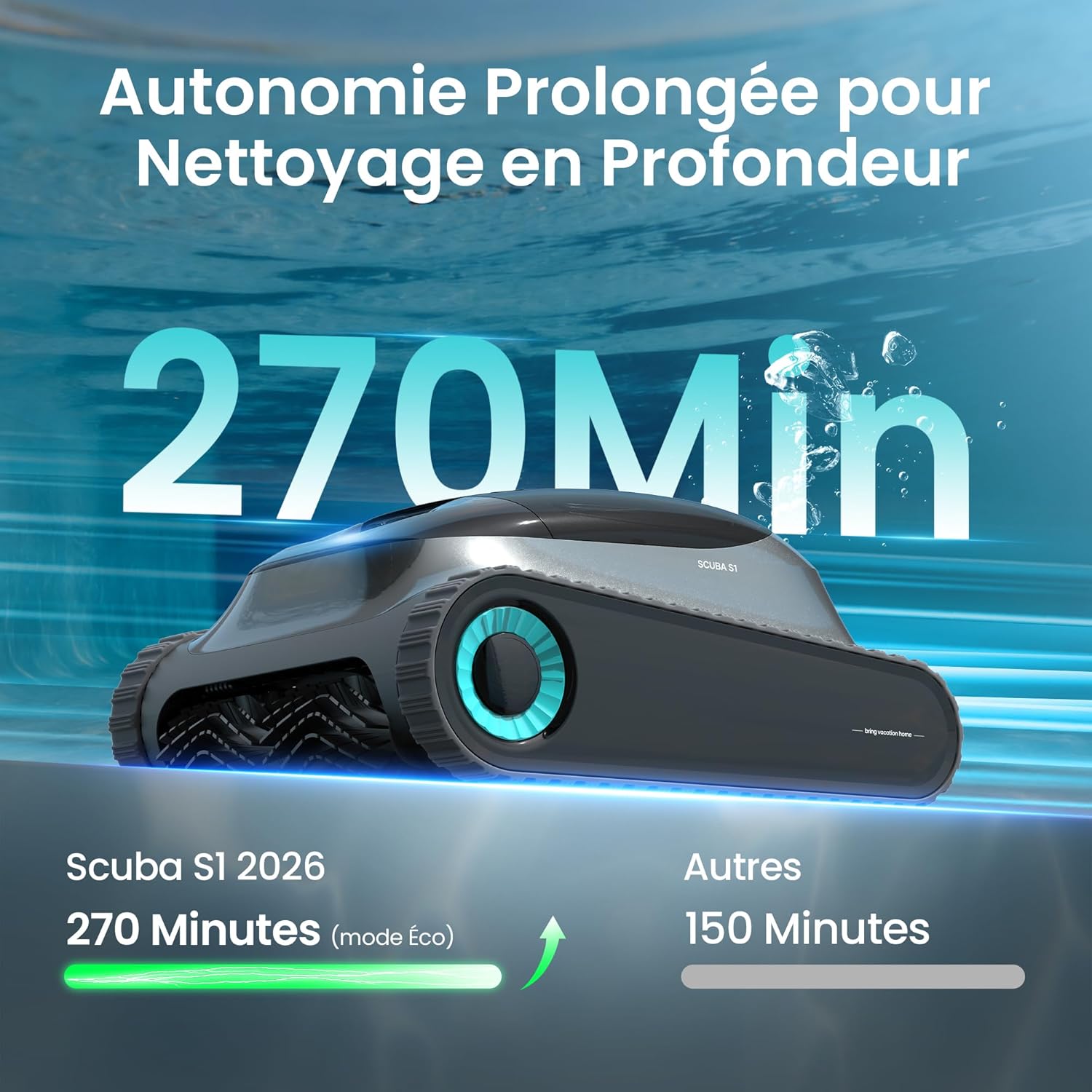 Aiper - Scuba S1 - robot piscine - 270min, filtration fine, 11 capteurs, app - Scuba S1