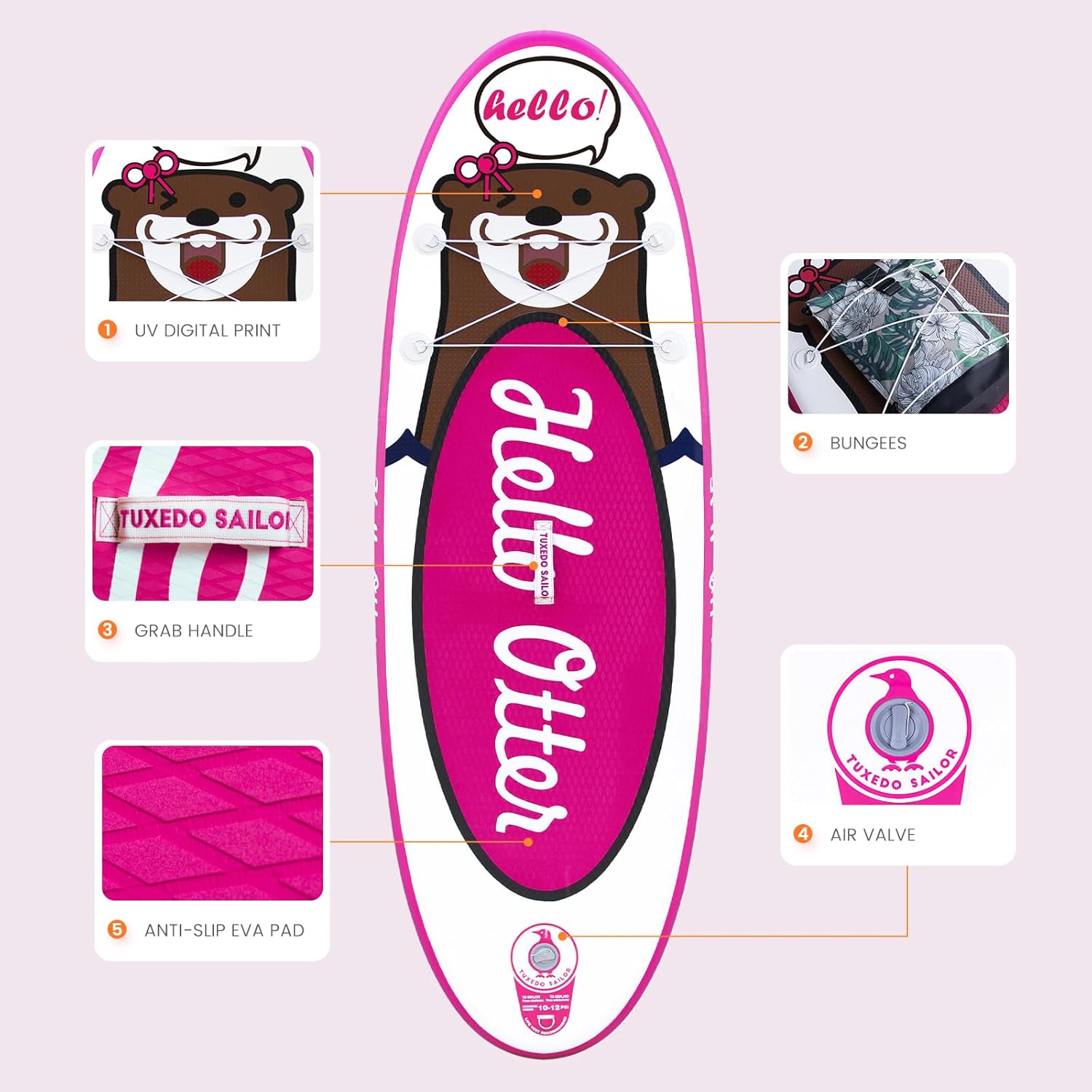 Tuxedo Sailor Paddle Gonflable Adulte, Planche de Stand Up Paddle Gonflable, Sup Paddle Board Gonflable avec Accessoires Complets, Planche de Surf Paddle