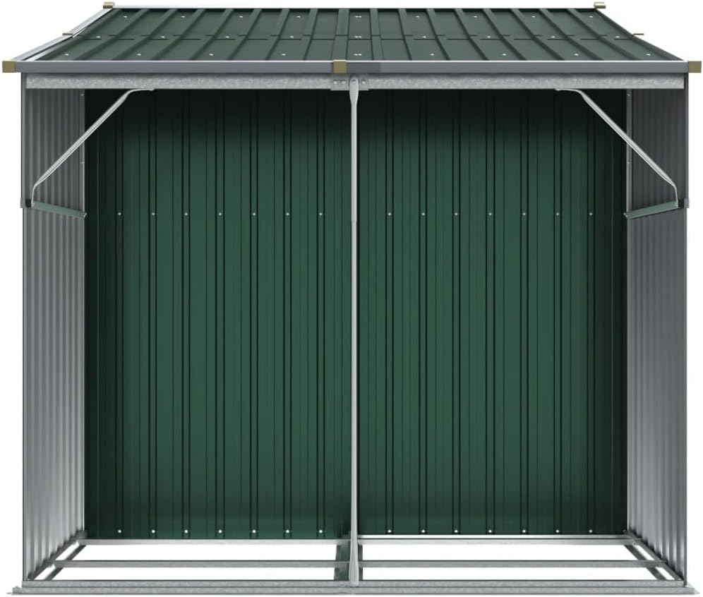 vidaXL - Abri de jardin vert, 277x192,5x179 cm, acier galvanisé, toit incliné