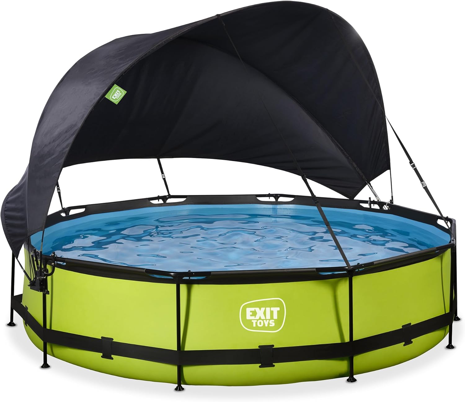 EXIT Toys Piscine Lime avec Voile d'Ombrage - ø360x76cm - Piscine Hors Sol Ronde avec Pompe Filtrante à Cartouche - Protection Optimale Contre Les Rayons UV - Entrée Basse - Design Unique - Vert