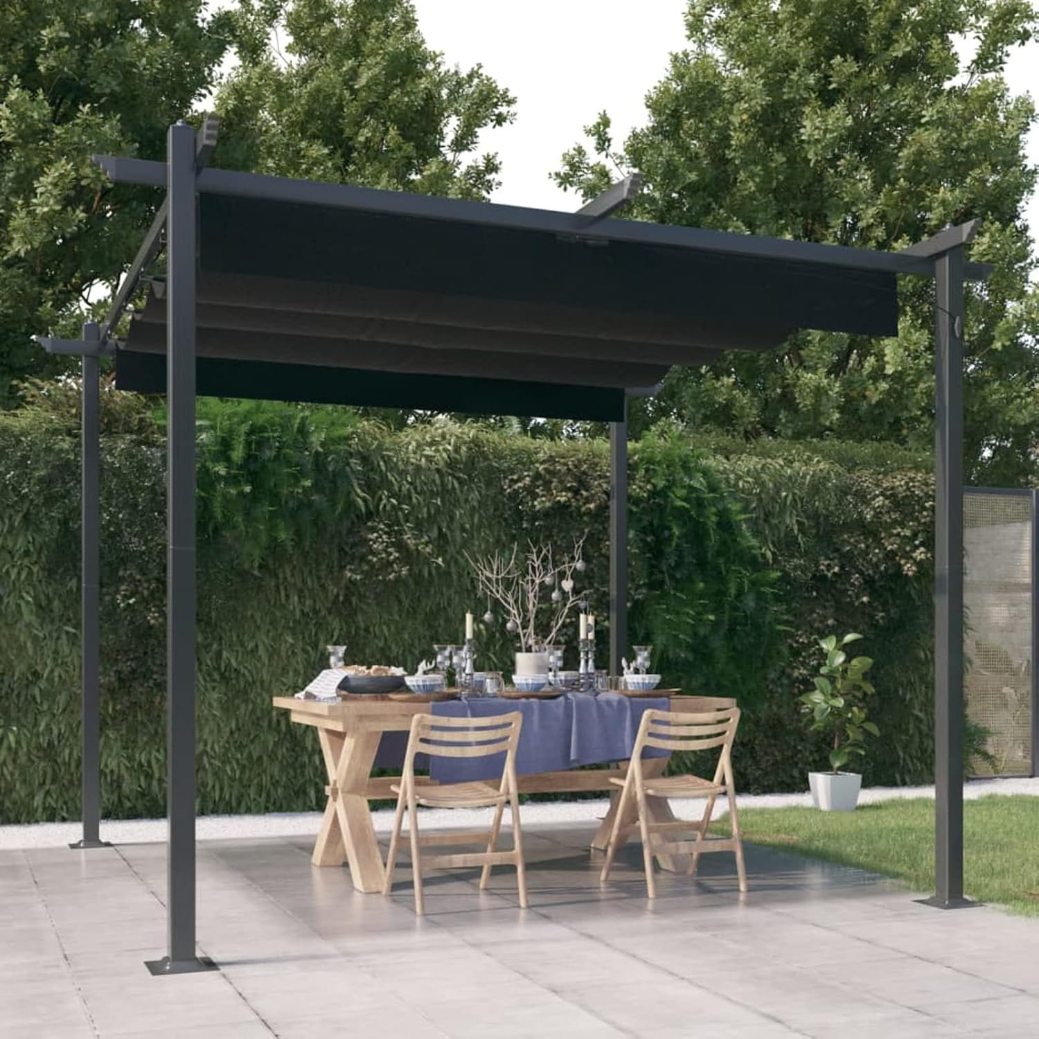 Homgoday - pergola extensible, toit ouvrant, 3x3m, protection UV - Anthracite
