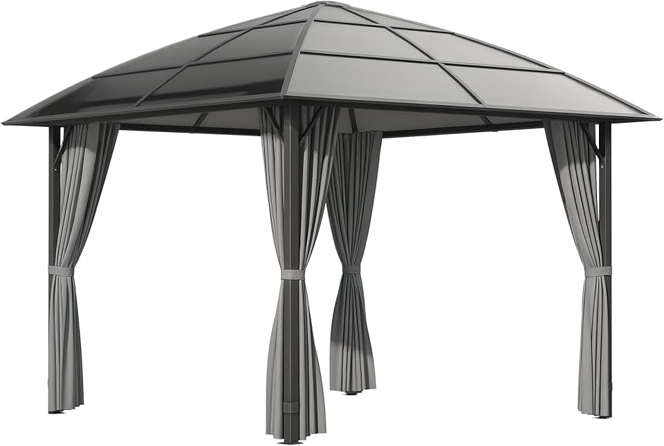 Outsunny - pavillon jardin aluminium 3x3m toit polycarbonate UV60+