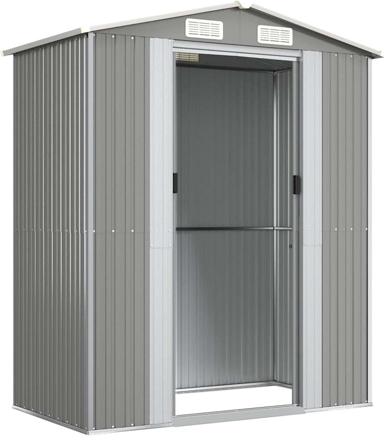 Gecheer Abri de jardin en métal pour extérieur, acier galvanisé, gris clair, 192 x 108 x 223 cm