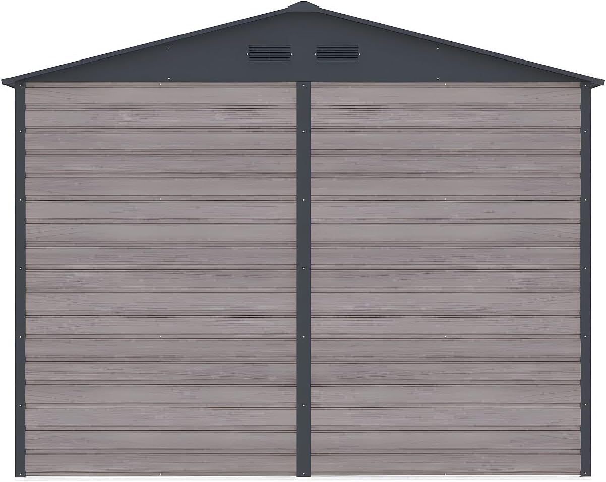 Vente-unique - ADELMO - abri jardin métal 5,40m² acier galva bois gris