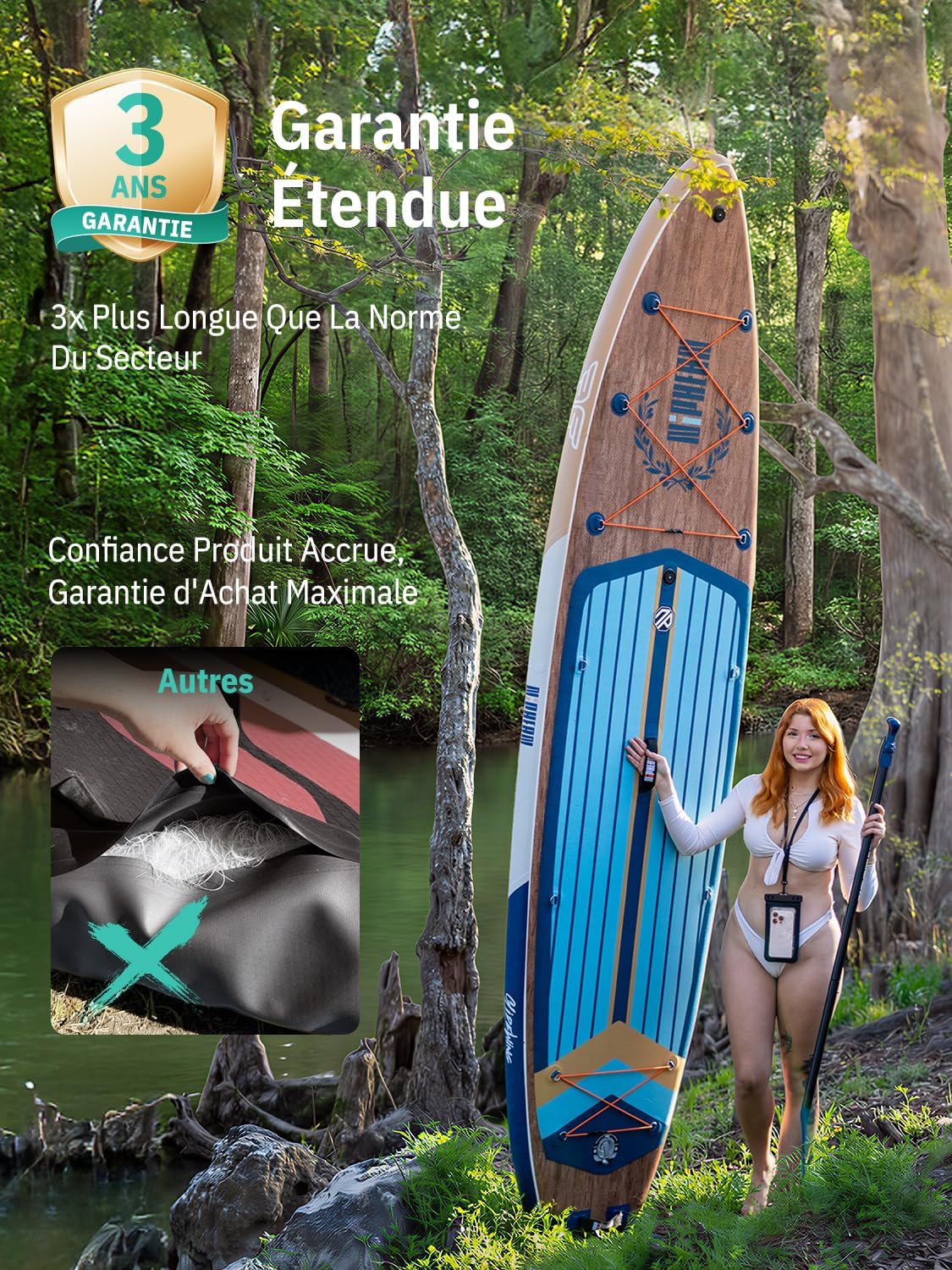 Niphean - Extra Large Paddle - XXL - 2+1 personnes, housse étanche, aileron équilibré