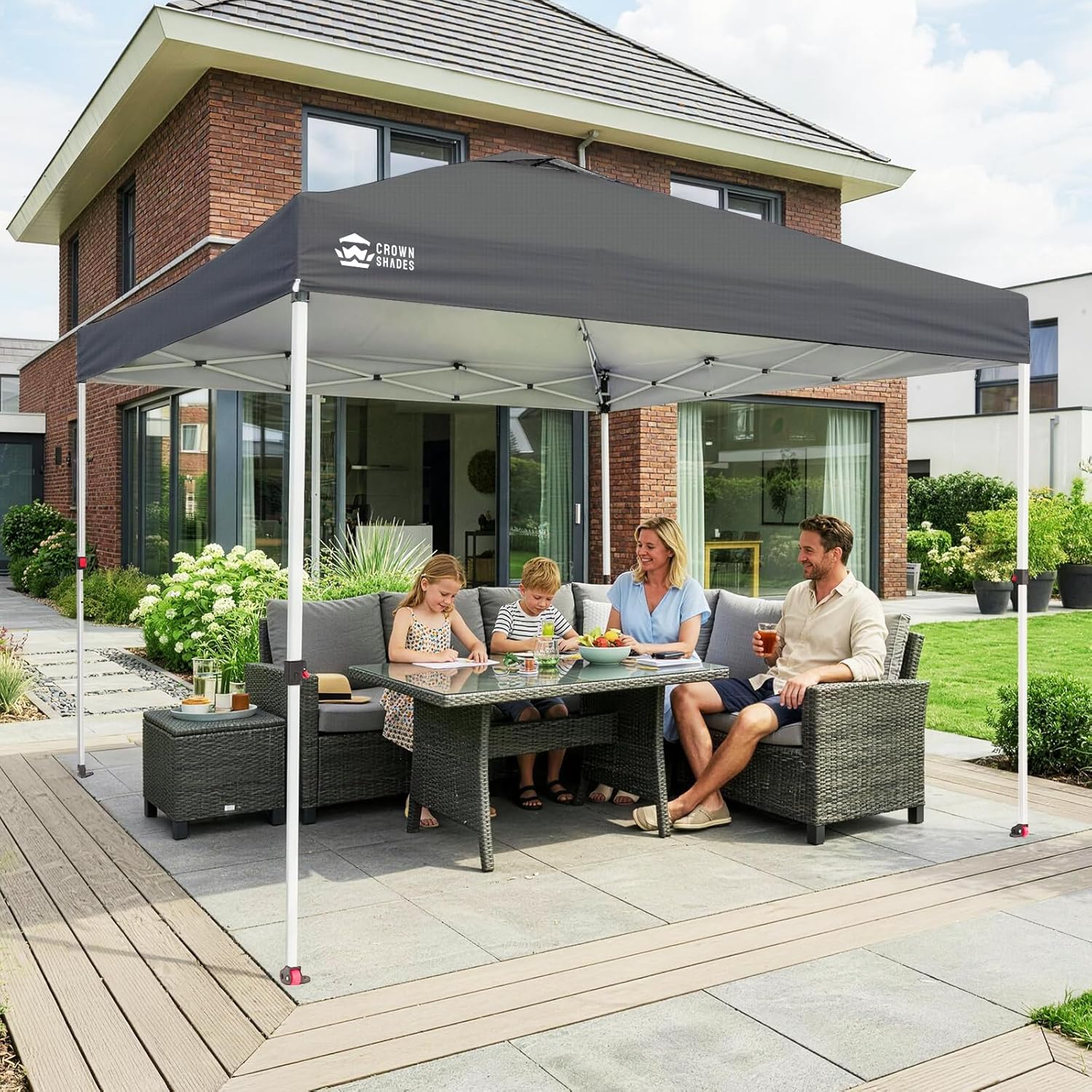 CROWN SHADES - pop-up gazebo - 3x3m - imperméable, UPF 50+, sacs de sable