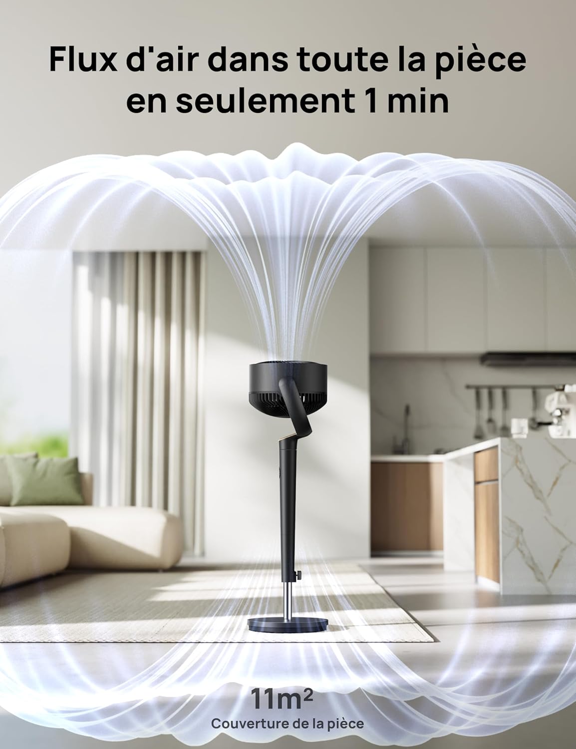 DREO - ventilateur sur pied série DC - 120° oscillation, 9 vitesses, ultra silencieux, portée 30 m