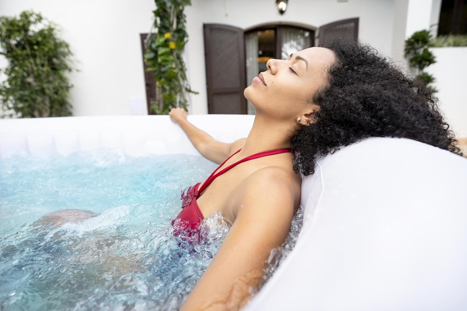 Spa Gonflable Lay-Z-Spa® Cancun Airjet Rond 2 à 4 Personnes, 180 x 66 cm, 120 Jets d'air, Couverture Isolante, Filtration à Cartouche, diffuseur Chemconnect