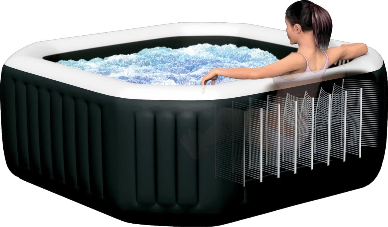 Intex Pure SPA Octagon - 201x71 cm - 4 pers, eau salée, 795 l, noir - 28458