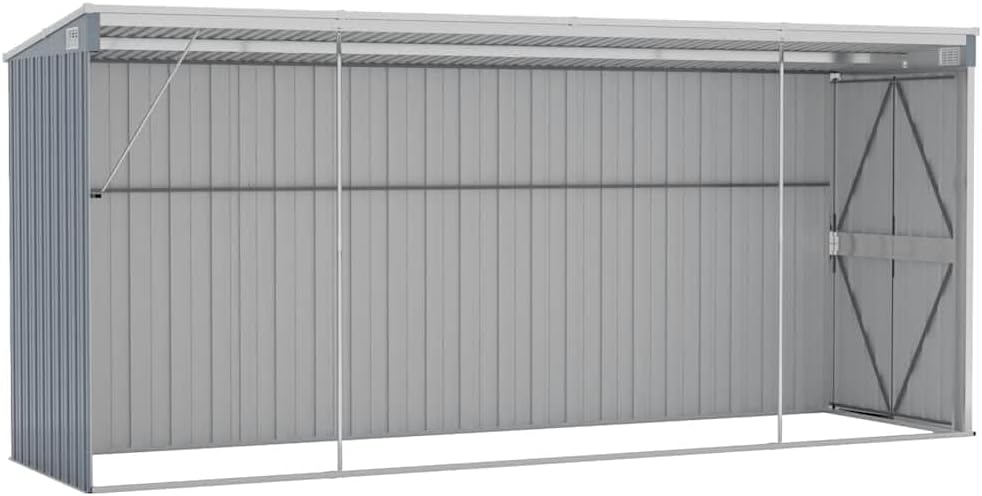 Générique Abri de Jardin Mural Gris 118x382x178 cm Acier galvanisé, Maison & Jardin, Pelouses & Jardins, Vie en extérieur, Structures extérieures, Cabanes & abris de Jardin, Gris, (Poids 47.9KG)