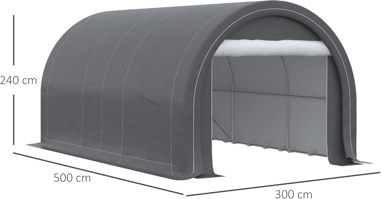 Outsunny - Carport abri voiture 5x3x2,4m acier PE porte zippée