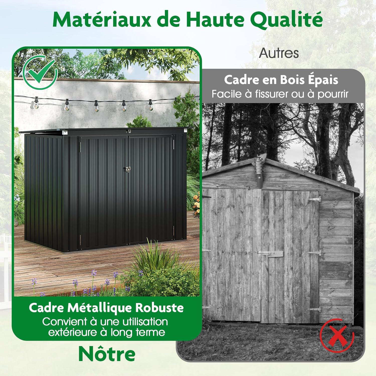 COSTWAY - Abri de Jardin métal - 1,5 m² - 2 portes, toit ouvrant, verrouillable, étanche