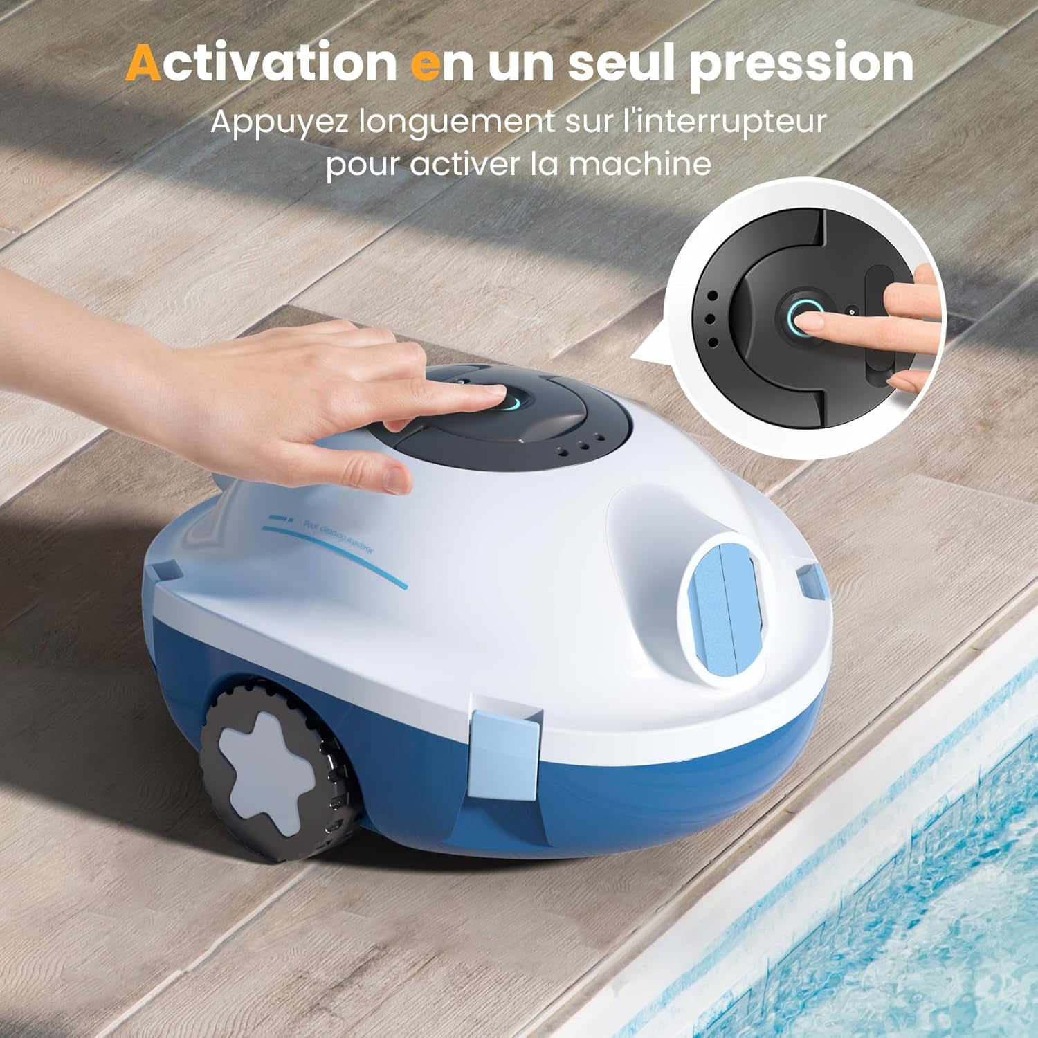 Robot Piscine MEDOXA - Auto-nettoyeur sans fil, 120 min autonomie, fonds plats jusqu’à 100 m², auto-stationnement.