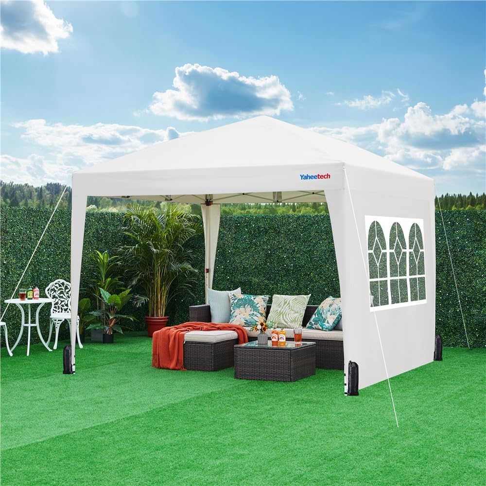 Yaheetech - tonnelle jardin série pliante - 3x3m - 4 parois, blanc