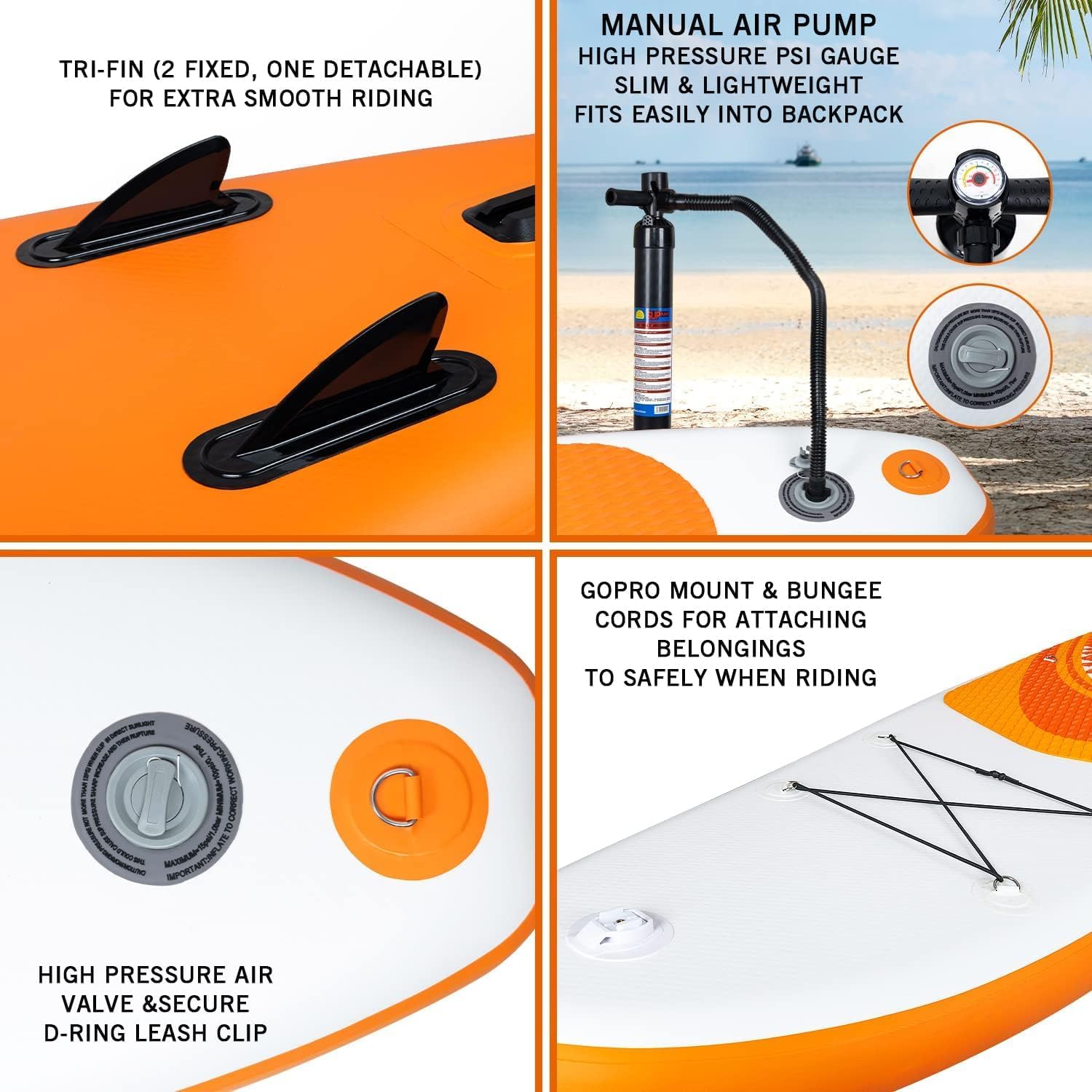 YU YUSING - Paddle Gonflable Adulte - 320/335cm - 2 personnes, siège kayak, pagaie alu, support caméra, pompe, 150kg
