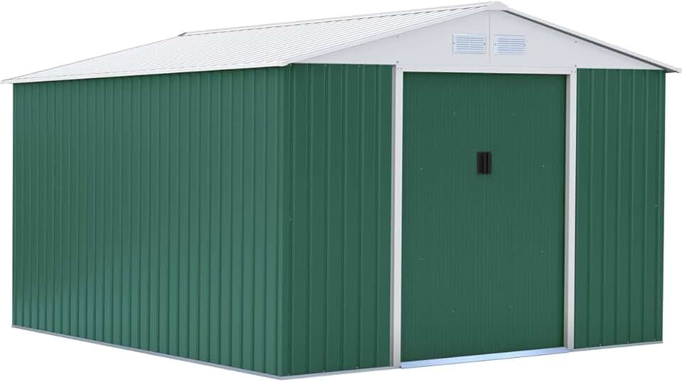 Habitat et Jardin Abri de Métal Rosas, 10.85m² 1299_78620 Vert/Blanc